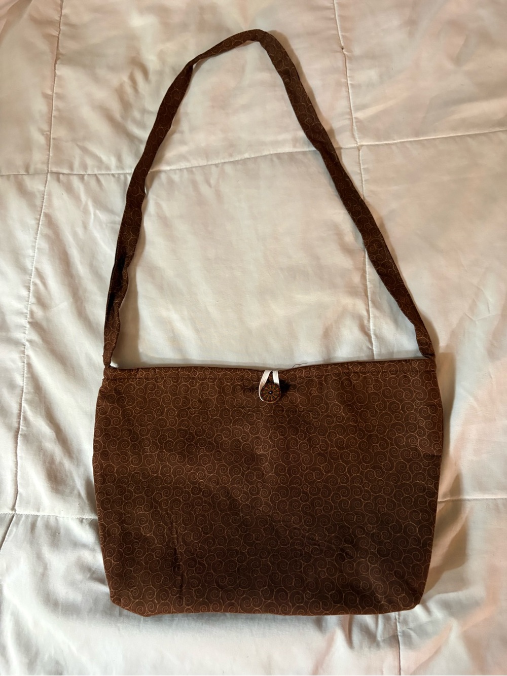 Brown Swirl-Pattern Shoulder Bag